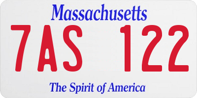 MA license plate 7AS122
