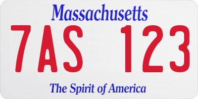 MA license plate 7AS123