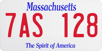 MA license plate 7AS128