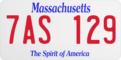 MA license plate 7AS129