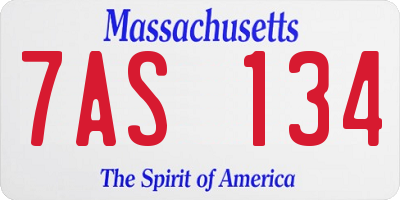 MA license plate 7AS134
