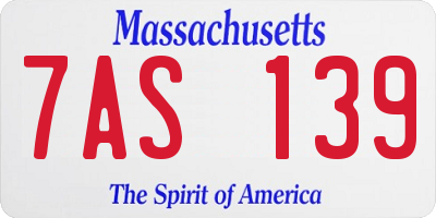 MA license plate 7AS139