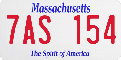 MA license plate 7AS154