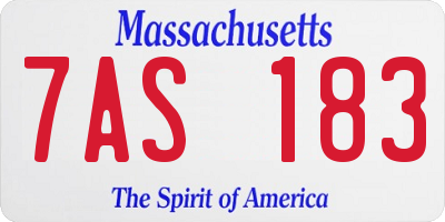 MA license plate 7AS183