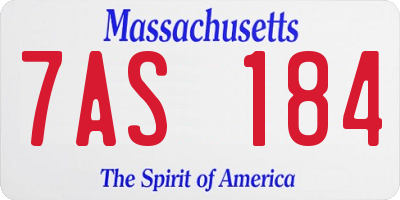 MA license plate 7AS184