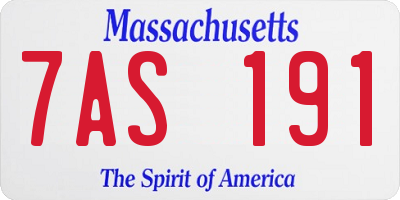 MA license plate 7AS191