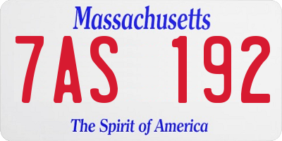 MA license plate 7AS192