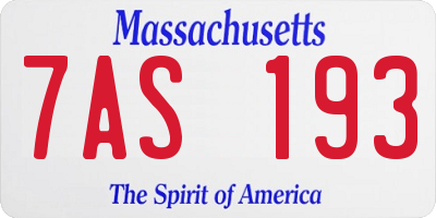 MA license plate 7AS193
