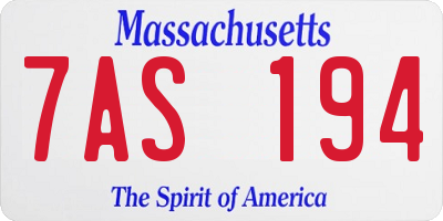 MA license plate 7AS194