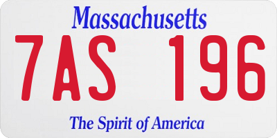 MA license plate 7AS196