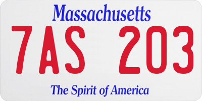MA license plate 7AS203