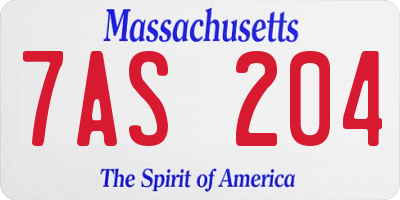 MA license plate 7AS204