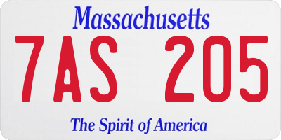MA license plate 7AS205
