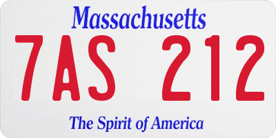 MA license plate 7AS212
