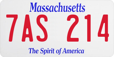 MA license plate 7AS214
