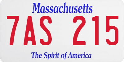 MA license plate 7AS215