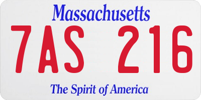 MA license plate 7AS216