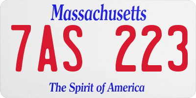 MA license plate 7AS223