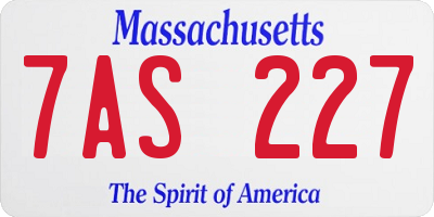 MA license plate 7AS227