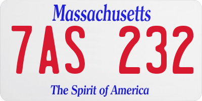 MA license plate 7AS232