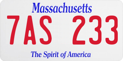MA license plate 7AS233