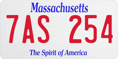 MA license plate 7AS254
