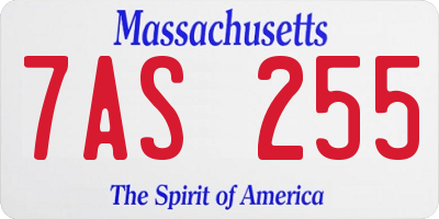 MA license plate 7AS255
