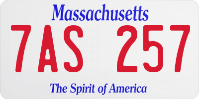 MA license plate 7AS257