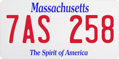 MA license plate 7AS258