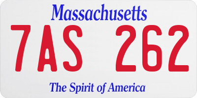 MA license plate 7AS262