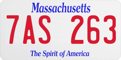MA license plate 7AS263
