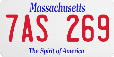 MA license plate 7AS269