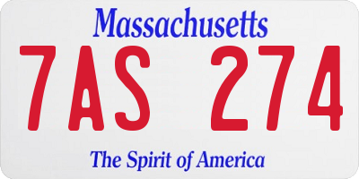 MA license plate 7AS274