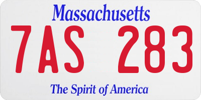 MA license plate 7AS283