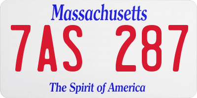 MA license plate 7AS287