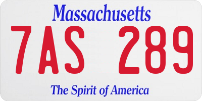 MA license plate 7AS289