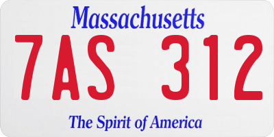 MA license plate 7AS312