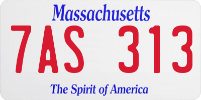 MA license plate 7AS313