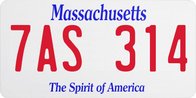 MA license plate 7AS314