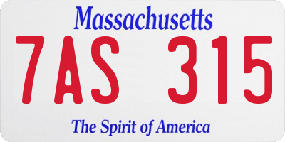MA license plate 7AS315