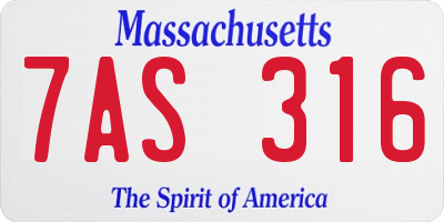 MA license plate 7AS316