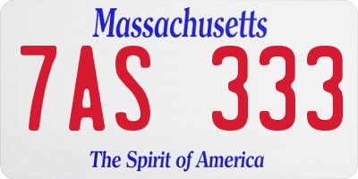 MA license plate 7AS333