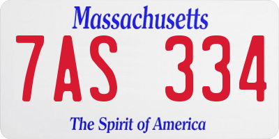 MA license plate 7AS334