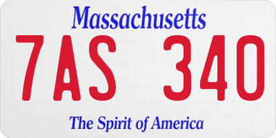 MA license plate 7AS340