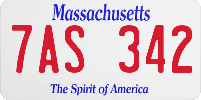 MA license plate 7AS342