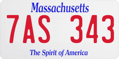 MA license plate 7AS343