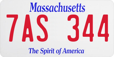 MA license plate 7AS344