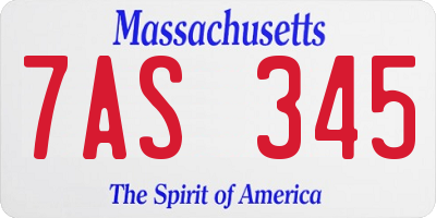 MA license plate 7AS345