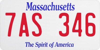 MA license plate 7AS346