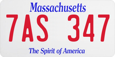 MA license plate 7AS347